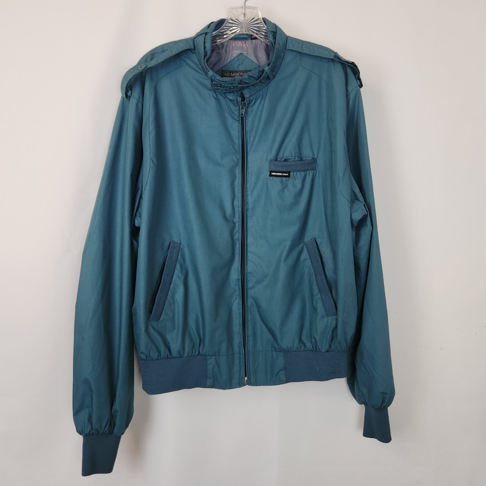 Vintage Members Only Jacket Teal Mens 44 Retro
